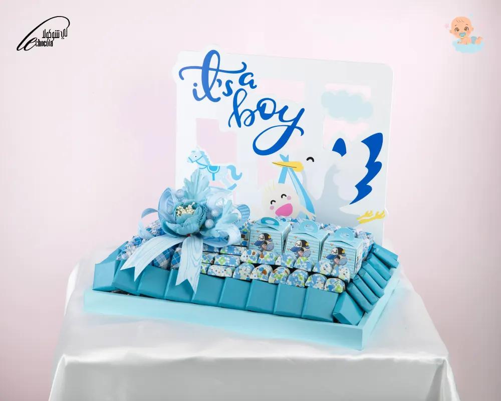 Newborn baby boy chocolate tray 1Newborn Baby Boy Chocolate Tray Gift, Chocolate Tray Gift, Chocolate Gift, هدية صينية شوكولاتة للمولود الذكر
